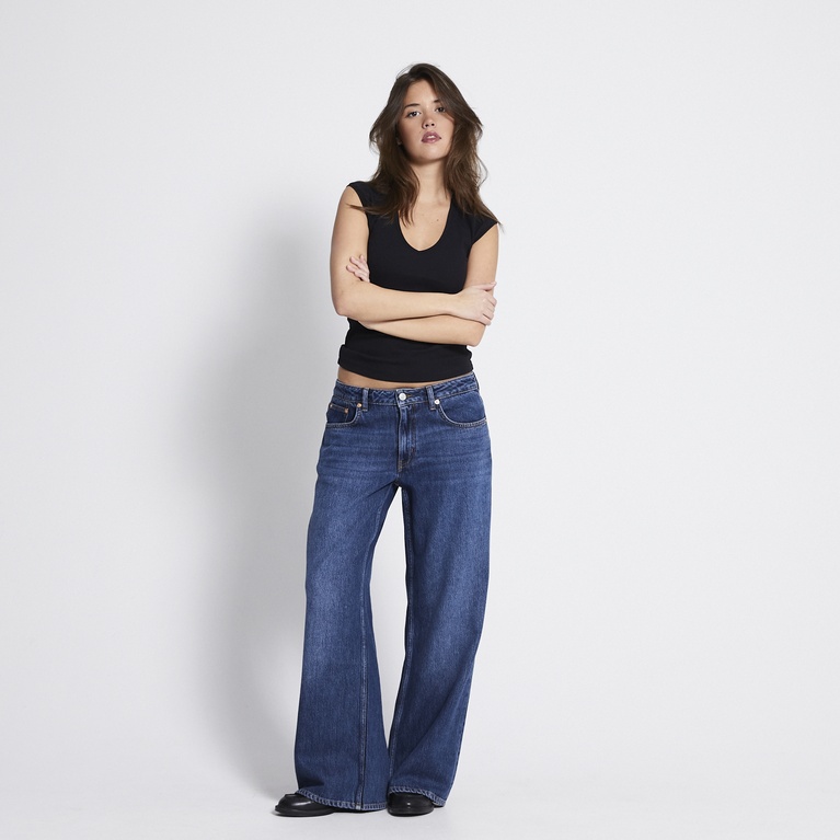 Ribbed v-neck top "Abigail" Black